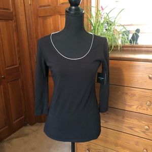 Cynthia Rowley Black Top With White Accent Sz M